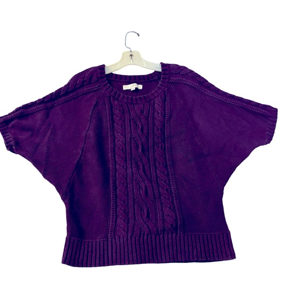 Vivid Purple Size XL Cable Knit Sweater by LOFT - Picture 1 of 4